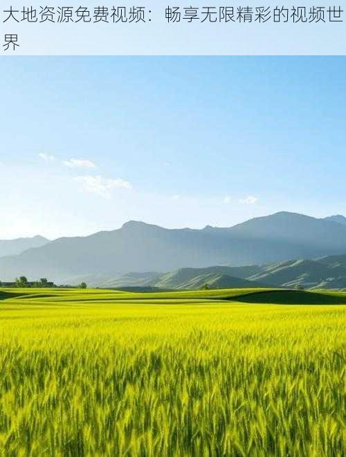 大地资源免费视频:畅享无限精彩的视频世界